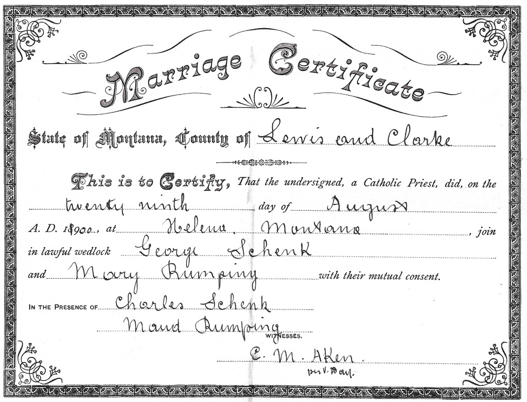 Mary and George Marriage Certificate
