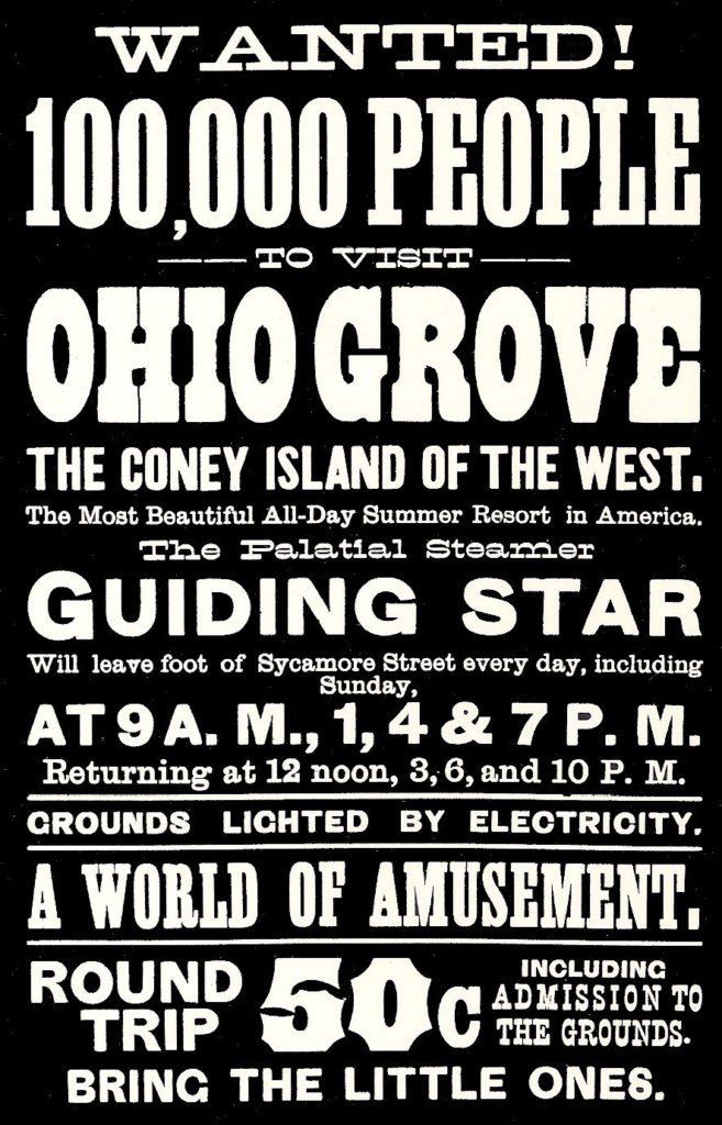 Ad for Ohio Grove, the Coney Island of the West (see note #4 below). Image courtesy of Don Prout at www.cincinnativiews.net.